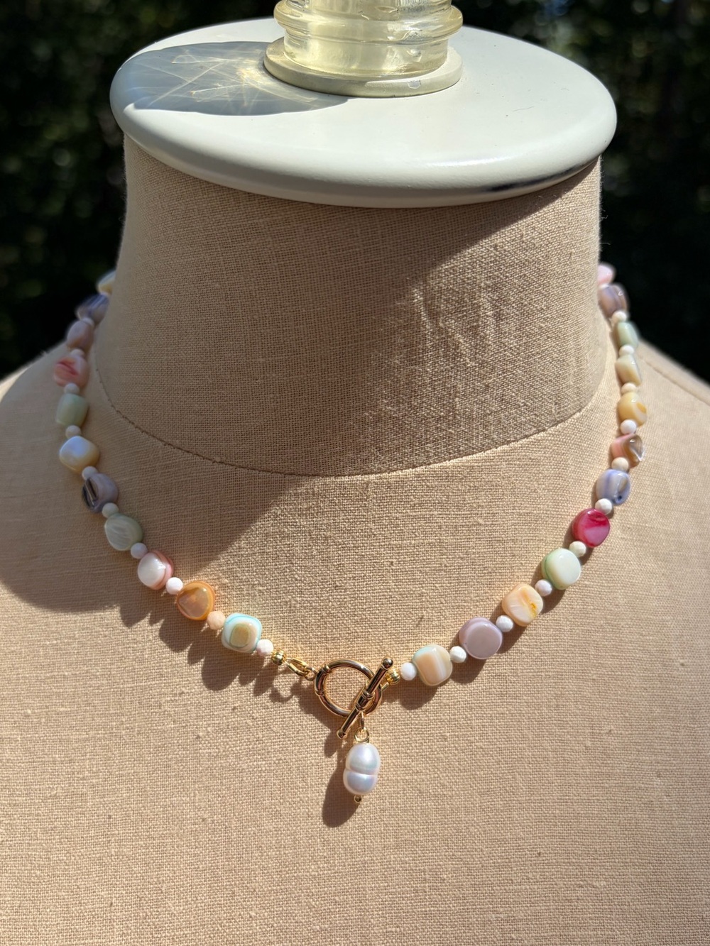 N5 Handmade Queen Conch Shell Colorful Chunky Necklace with Freshwater Pearl